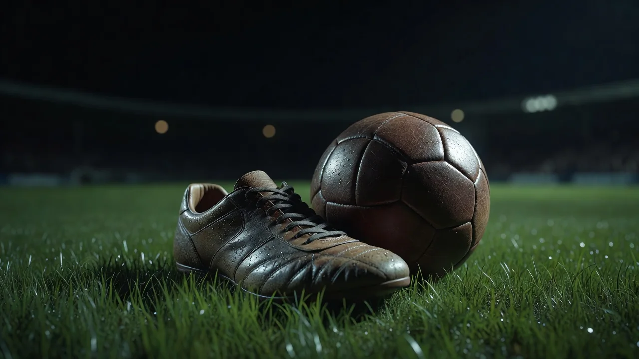 Futbol butsasi va to'p tungi maydonda